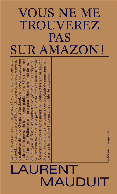Image de couverture de Vous ne me trouverez pas sur Amazon!